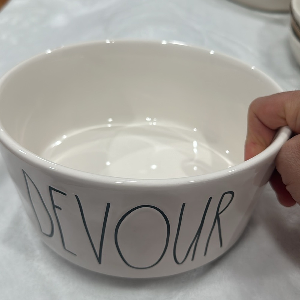 Rae Dunn Artisan Collection ceramic XL pet bowl “DEVORE”